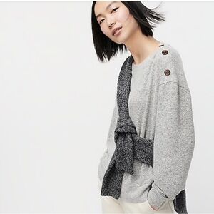 J. Crew Gray Supercozy Button Shoulder Top Size Medium